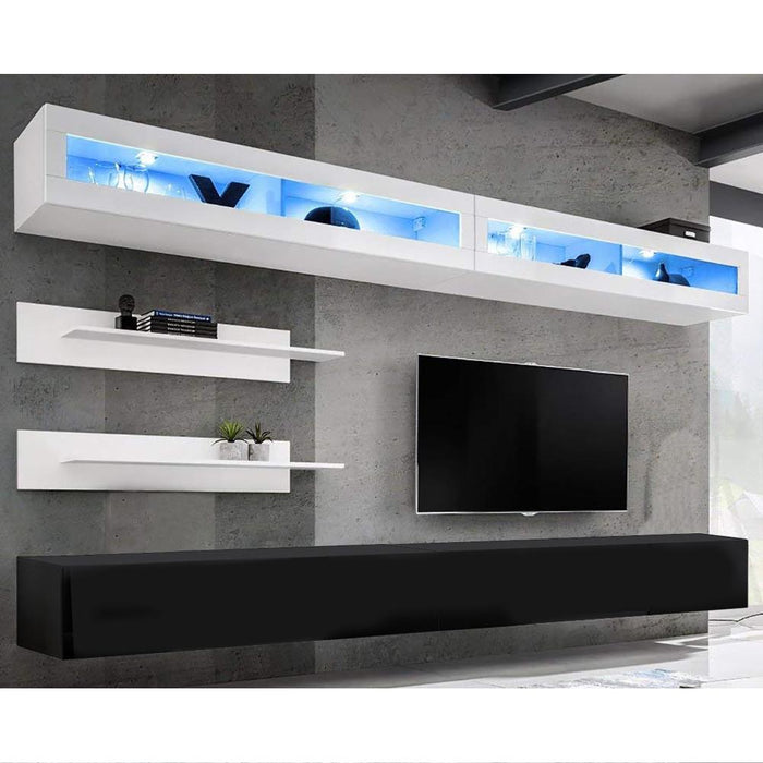 Fly I 30TV Wall Mounted Floating Modern Entertainment Center - White/Black I2