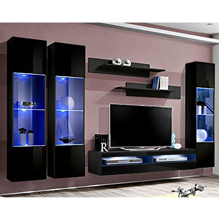 Fly C 35TV Wall Mounted Floating Modern Entertainment Center - Black CD3