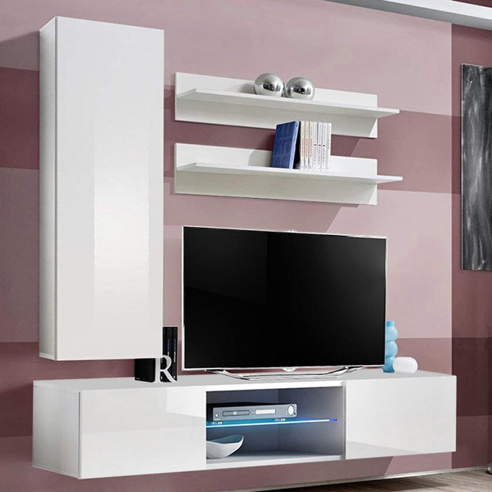 Fly H 33TV Wall Mounted Floating Modern Entertainment Center - White H1