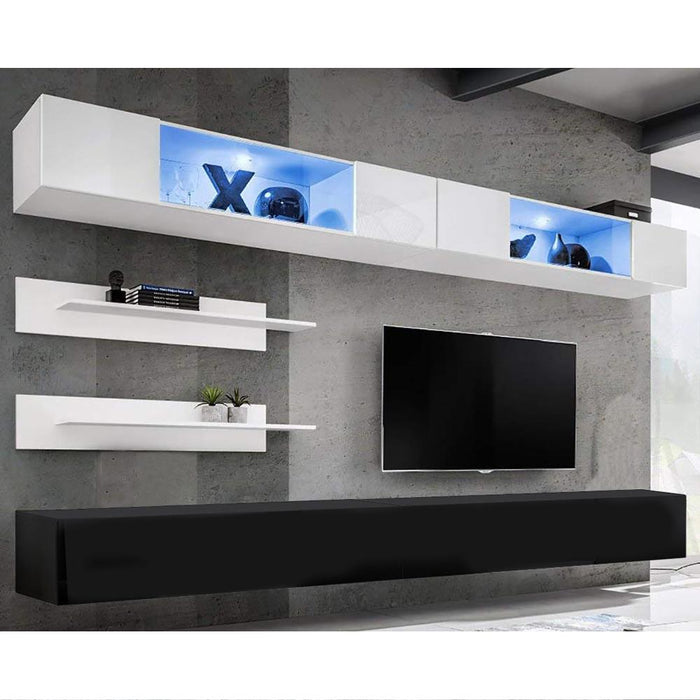Fly I 30TV Wall Mounted Floating Modern Entertainment Center - White/Black I3
