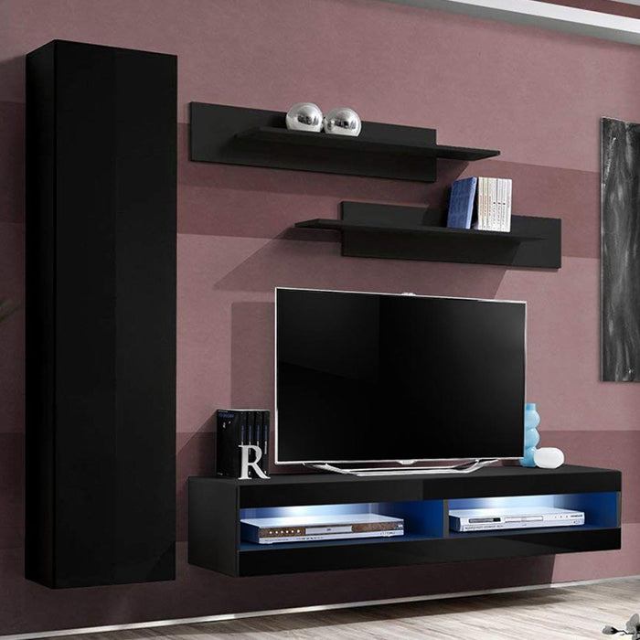 Fly G 34TV Wall Mounted Floating Modern Entertainment Center - Black G1