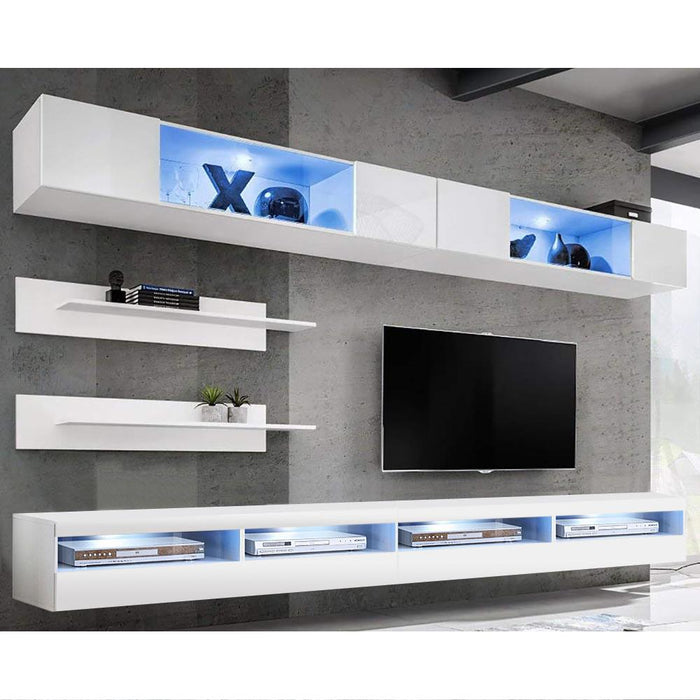 Fly I 35TV Wall Mounted Floating Modern Entertainment Center - White I3