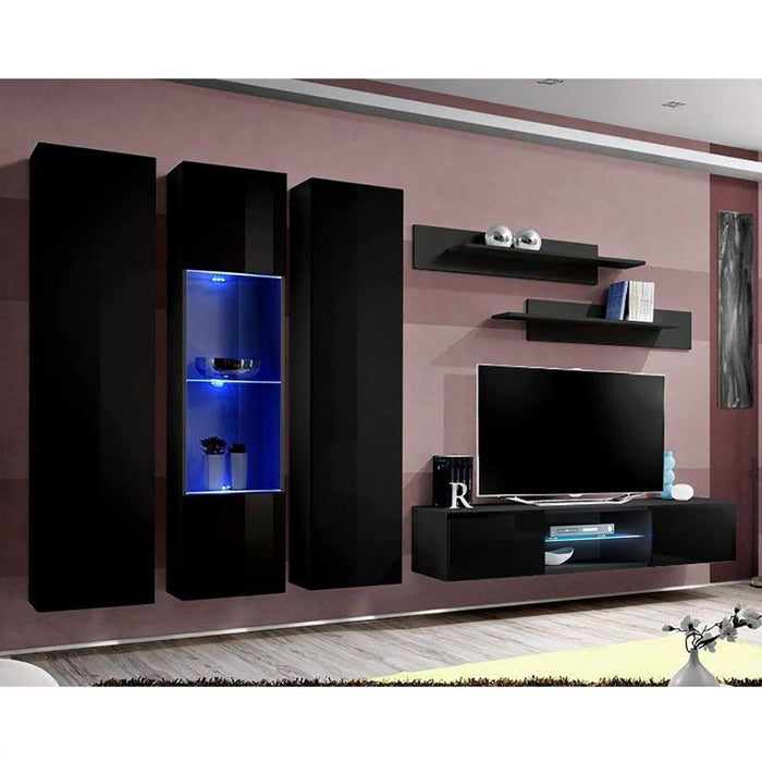 Fly C 33TV Wall Mounted Floating Modern Entertainment Center - Black C5