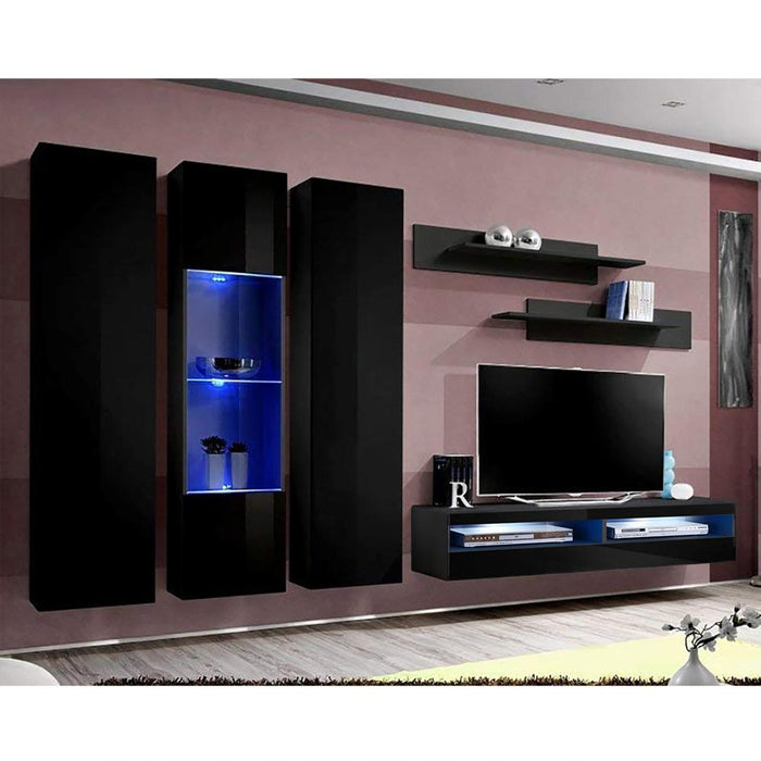 Fly C 35TV Wall Mounted Floating Modern Entertainment Center - Black C5