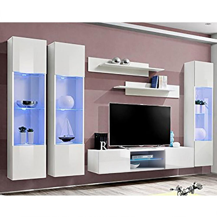 Fly C 33TV Wall Mounted Floating Modern Entertainment Center - White CD3