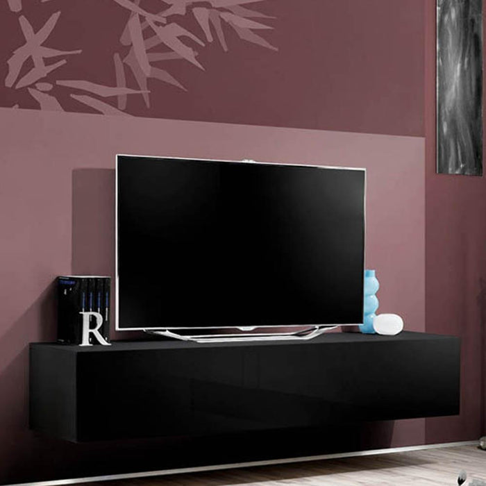 Fly Type-30 Wall Mounted Floating Modern 63" TV Stand - Black