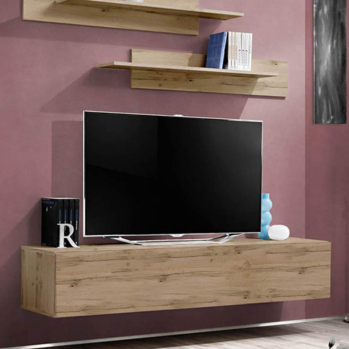Fly Type-30 Wall Mounted Floating Modern 63" TV Stand - Oak