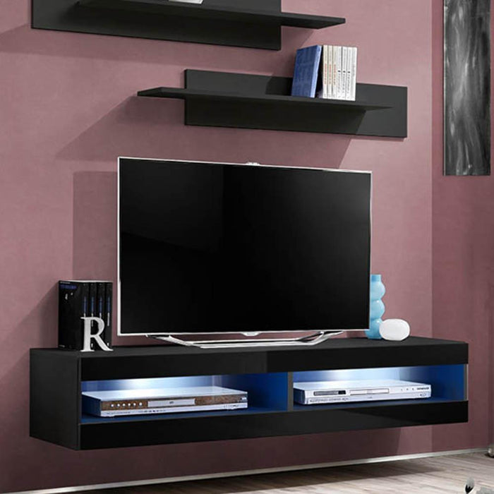 Fly Type-34 Wall Mounted Floating Modern 63" TV Stand - Black