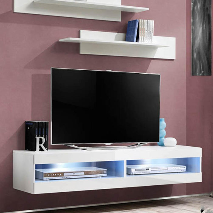Fly Type-34 Wall Mounted Floating Modern 63" TV Stand - White
