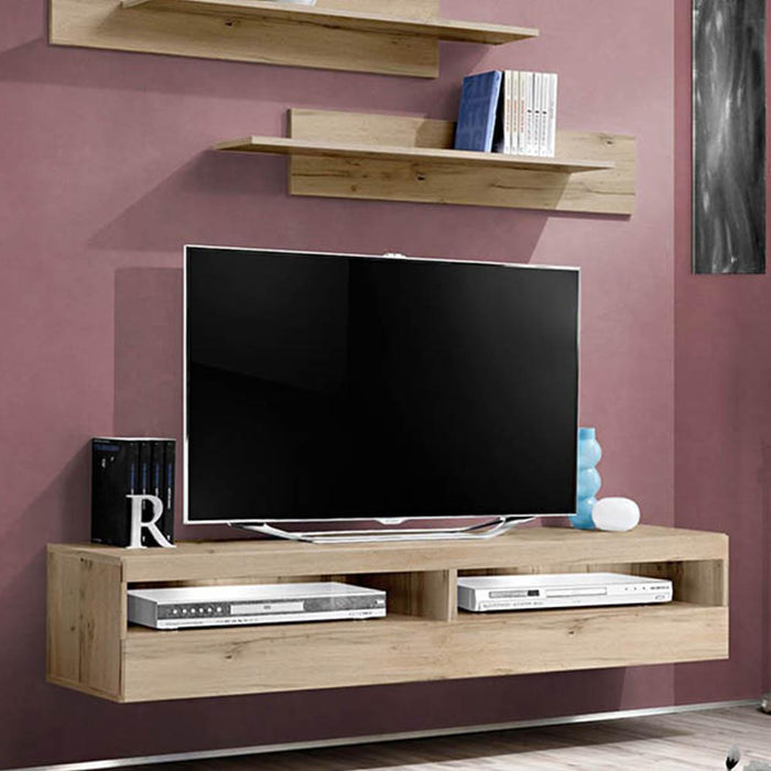 Fly Type-35 Wall Mounted Floating Modern 63" TV Stand - Oak