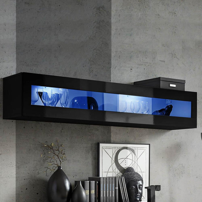 Fly Type-51 Wall Mounted Floating Hanging Media Cabinet - Black