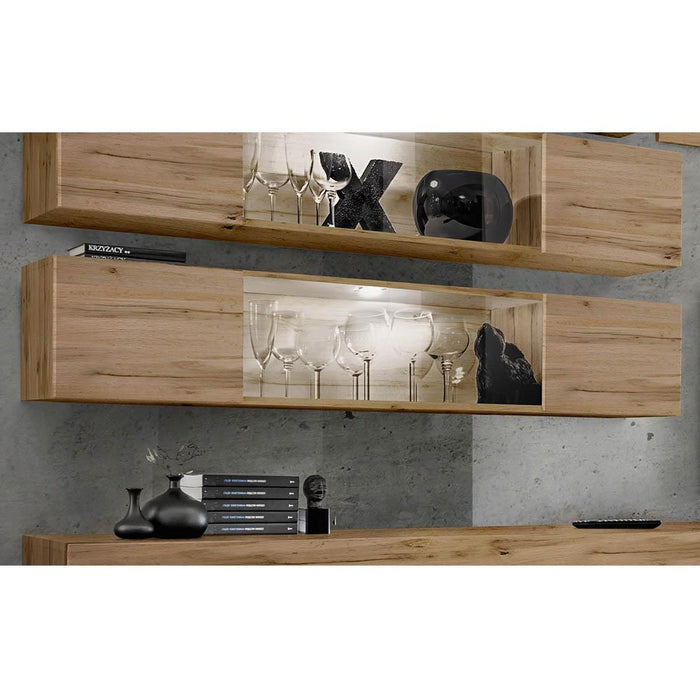 Fly Type-52 Wall Mounted Floating Hanging Media Cabinet - Oak