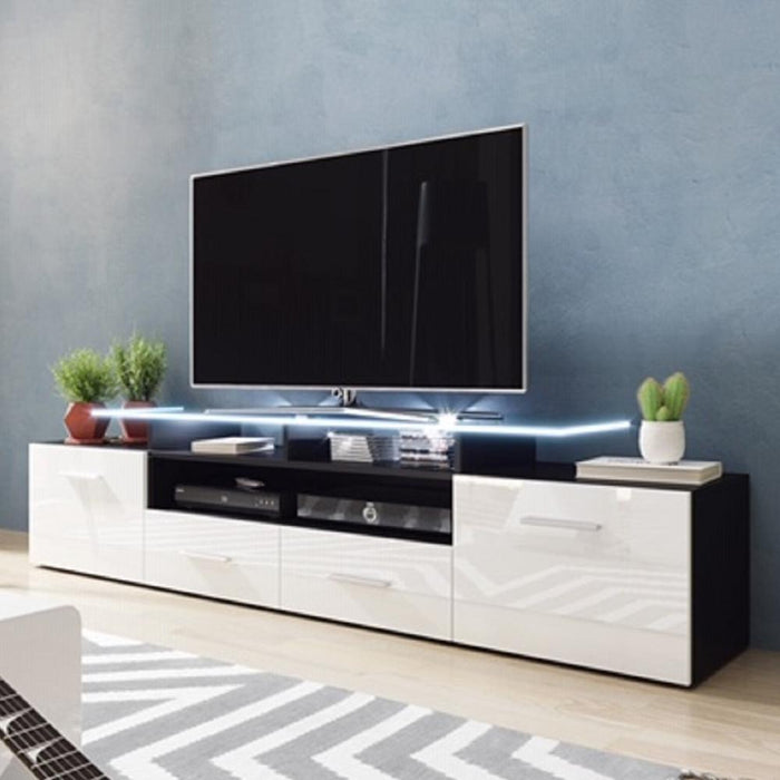 Evora Modern 76" TV Stand - Black/White