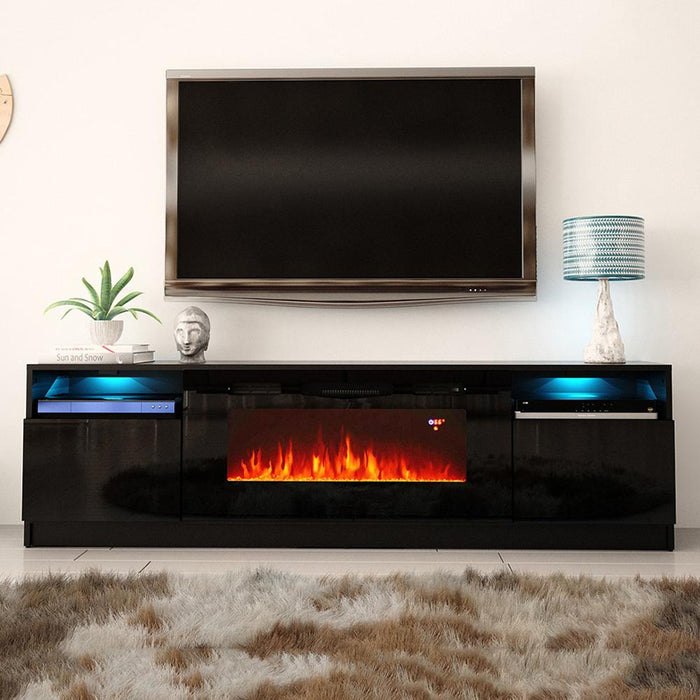 York 02 Electric Fireplace Modern 79" TV Stand image