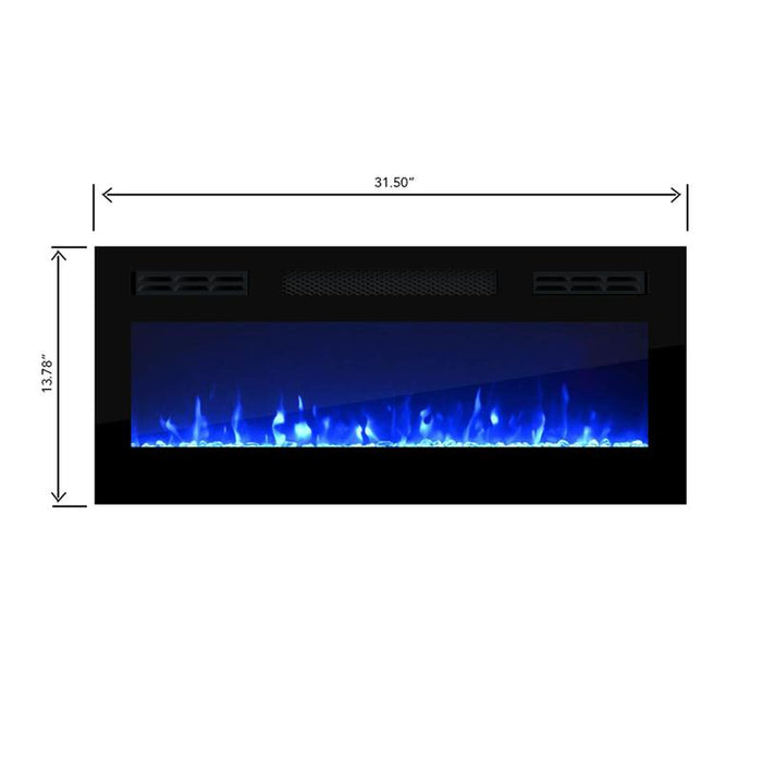 31.5" Electric Fireplace Recessed Wall Mounted Heater - Black