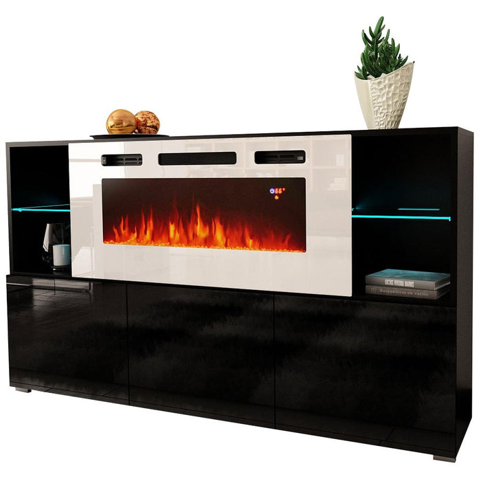Komi WH03 Electric Fireplace Modern 63" Sideboard - Black