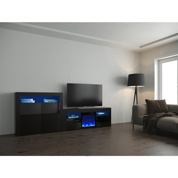 Milano Set 145EF-2D Electric Fireplace Modern Wall Unit Entertainment Center - Black