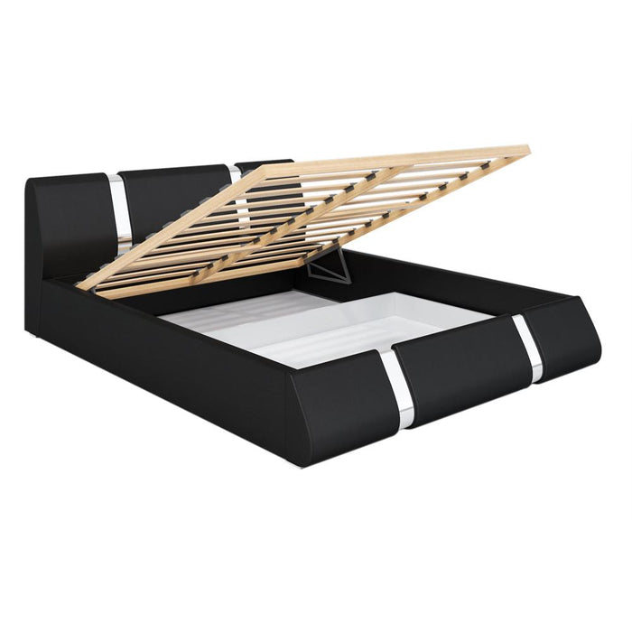 Rio Modern Upholstered Low Profile Platform Bed with Storage - Black King
