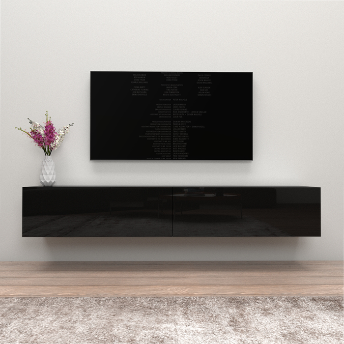 Berno Wall Mounted Floating Modern 71" TV Stand - Black