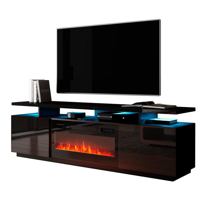 Eva-KBL Electric Fireplace Modern 71" TV Stand - Black