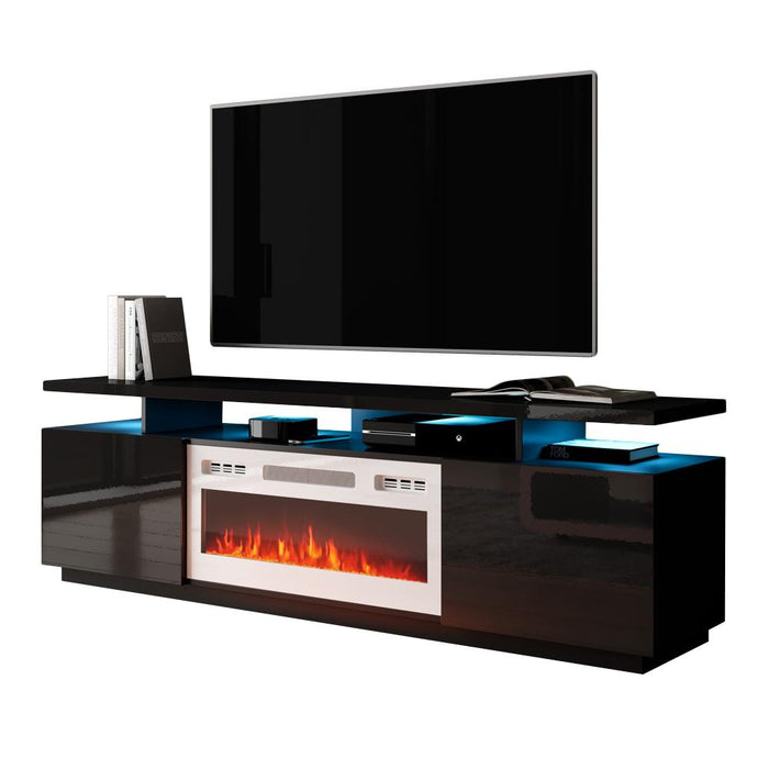 Eva-KWH Electric Fireplace Modern 71" TV Stand - Black
