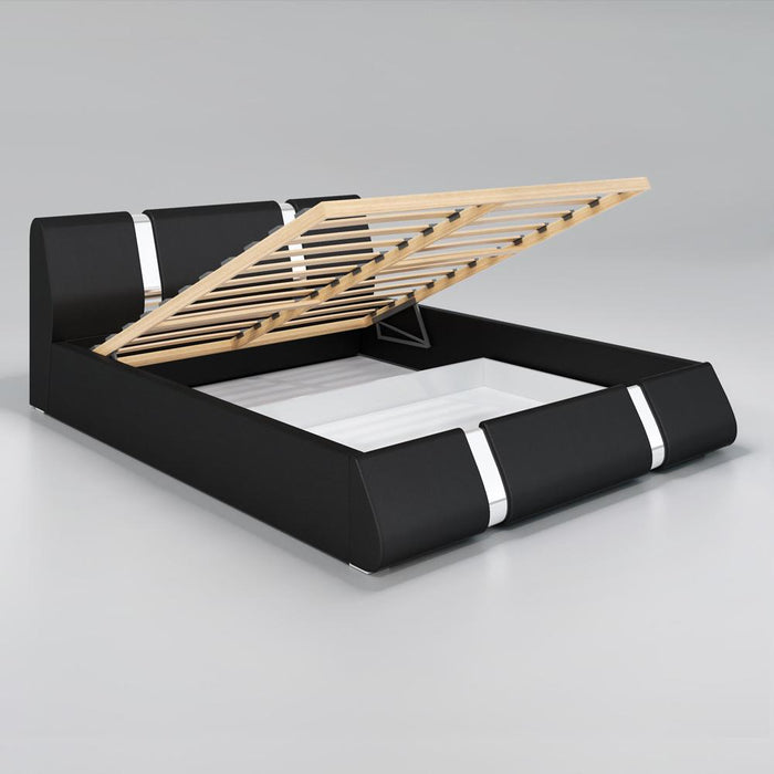 Rio Modern Upholstered Low Profile Platform Bed with Storage - Black King
