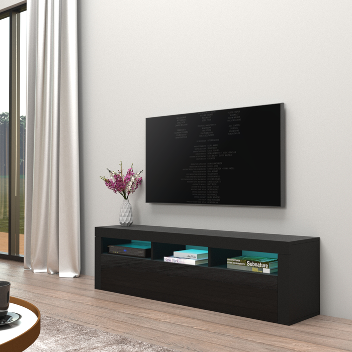 Milano Classic Wall Mounted Floating Modern 63" TV Stand - Black