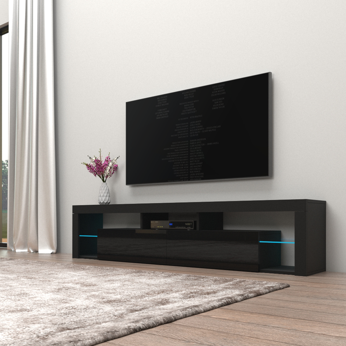Milano 200 Wall Mounted Floating Modern 79" TV Stand - Black