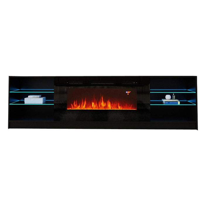 Boston 01 Electric Fireplace Modern 79" TV Stand - Black
