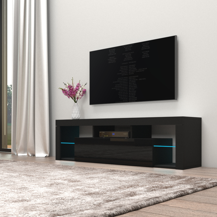 Milano 160 Wall Mounted Floating Modern 63" TV Stand - Black