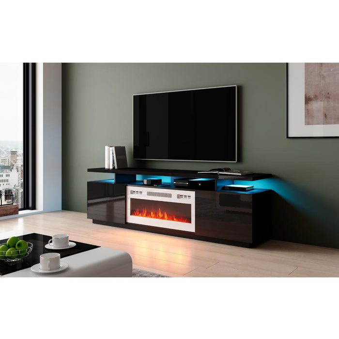 Eva-KWH Electric Fireplace Modern 71" TV Stand - Black
