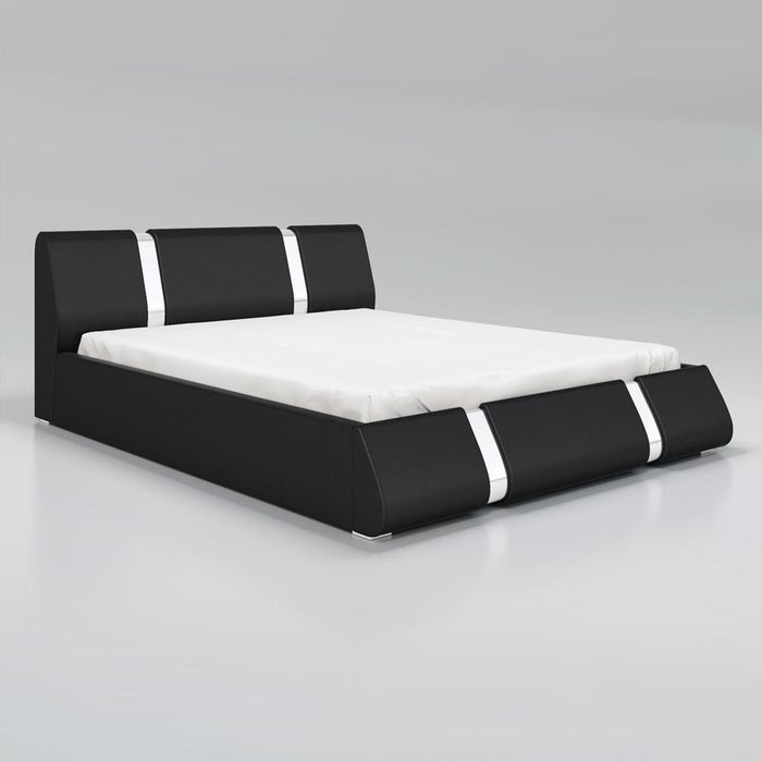 Rio Modern Upholstered Low Profile Platform Bed with Storage - Black Queen