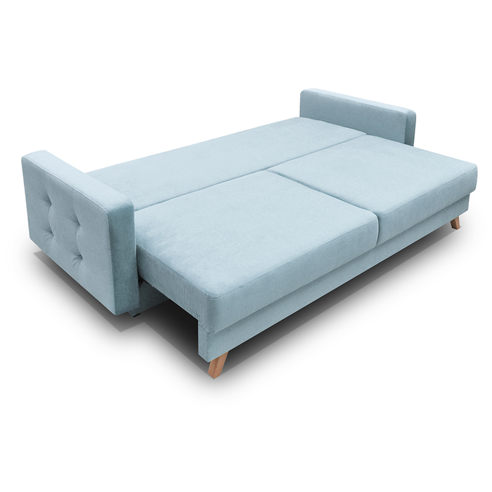 Vegas Mid-Century Modern Tufted Sleeper Sofa with Storage - Blue