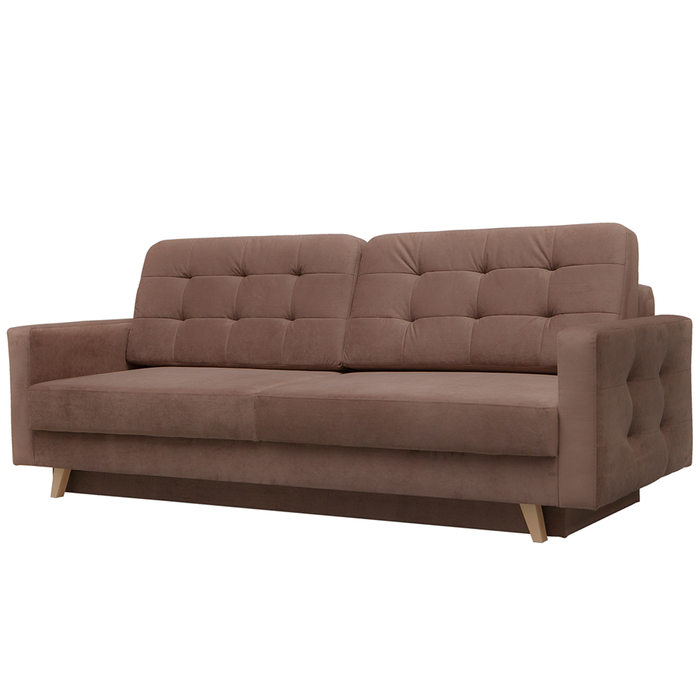 Vegas Mid-Century Modern Tufted Sleeper Sofa with Storage - Brown