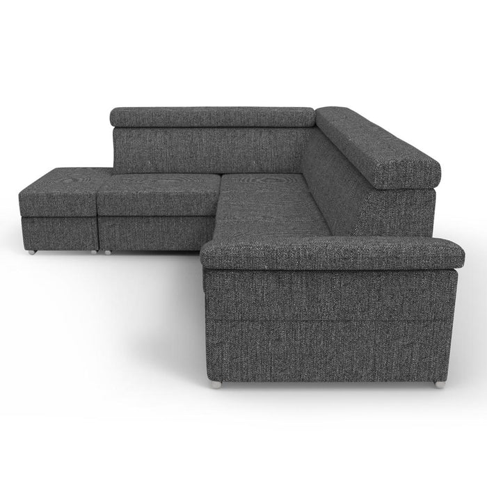 Conor Sleeper Sectional Sofa with Pouf Ottoman and Storage - Charcoal Black Left Arm Facing
