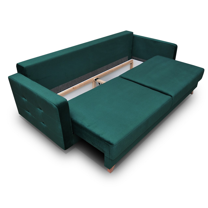 Vegas Mid-Century Modern Tufted Sleeper Sofa with Storage - Dark Green