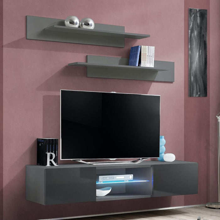 Fly Type-33 Wall Mounted Floating Modern 63" TV Stand - Gray