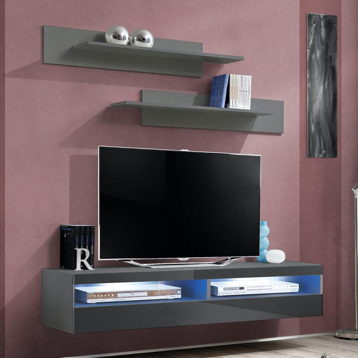 Fly Type-35 Wall Mounted Floating Modern 63" TV Stand - Gray