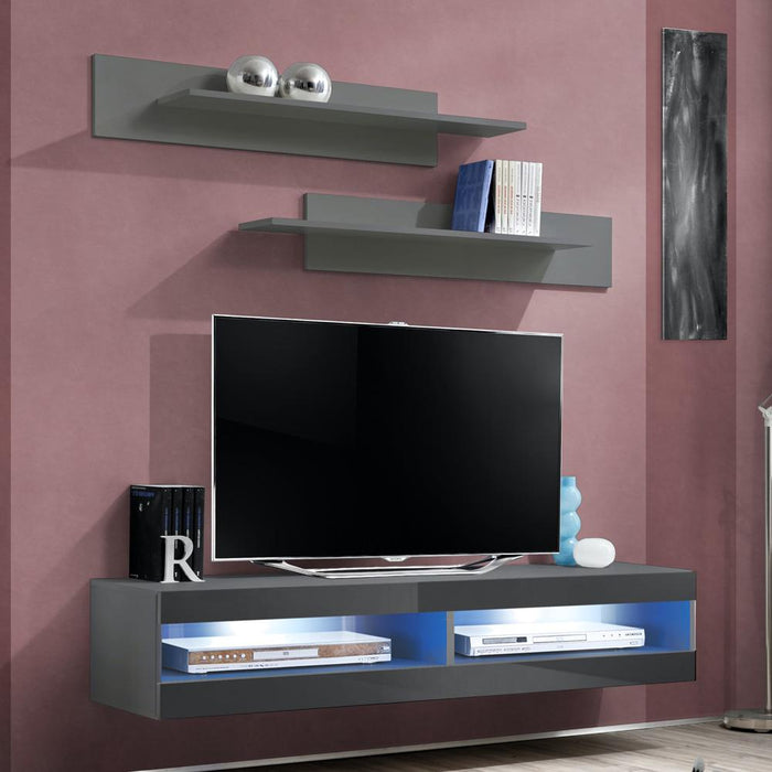 Fly Type-34 Wall Mounted Floating Modern 63" TV Stand - Gray