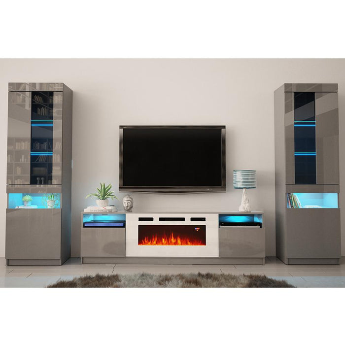 York WH02 Electric Fireplace Modern Wall Unit Entertainment Center - Gray