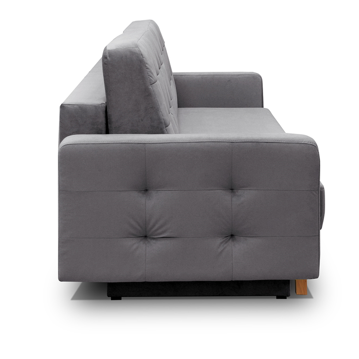 Vegas Mid-Century Modern Tufted Sleeper Sofa with Storage - Gray