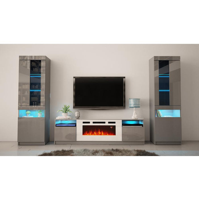 York WH02 Electric Fireplace Modern Wall Unit Entertainment Center - Gray