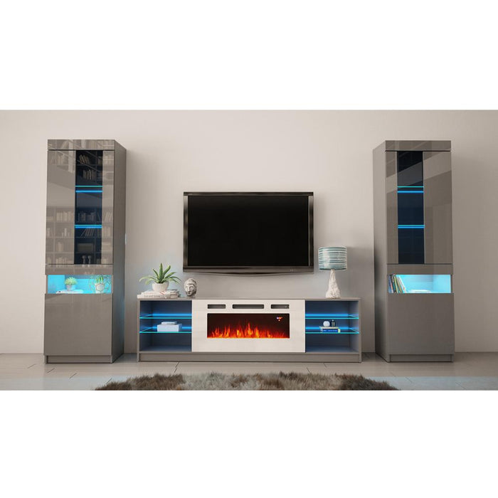 Boston WH01 Electric Fireplace Modern Wall Unit Entertainment Center - Gray