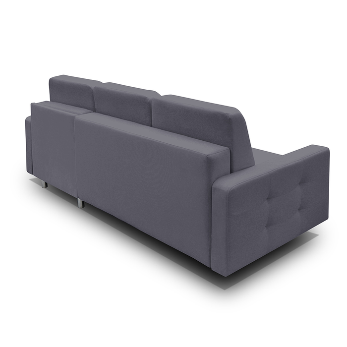 Vegas Mid-Century Modern Tufted Reversible Sleeper Sectional Sofa with Storage - Gray