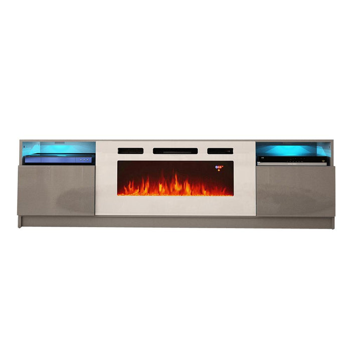 York WH02 Electric Fireplace Modern 79" TV Stand - Gray