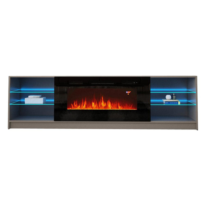 Boston 01 Electric Fireplace Modern 79" TV Stand - Gray