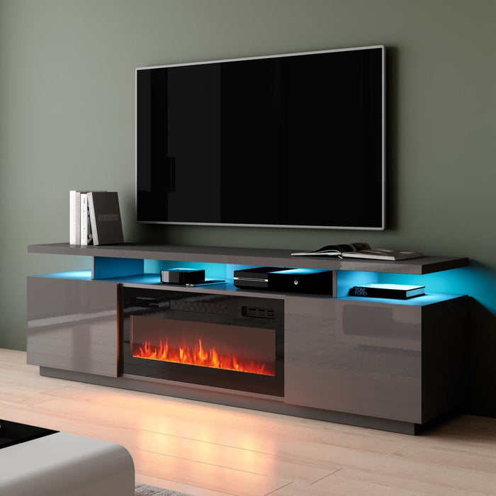 Eva-KBL Electric Fireplace Modern 71" TV Stand - Gray