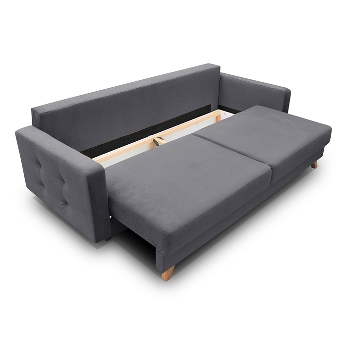 Vegas Mid-Century Modern Tufted Sleeper Sofa with Storage - Gray