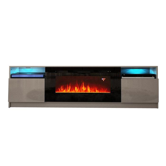 York 02 Electric Fireplace Modern 79" TV Stand - Gray