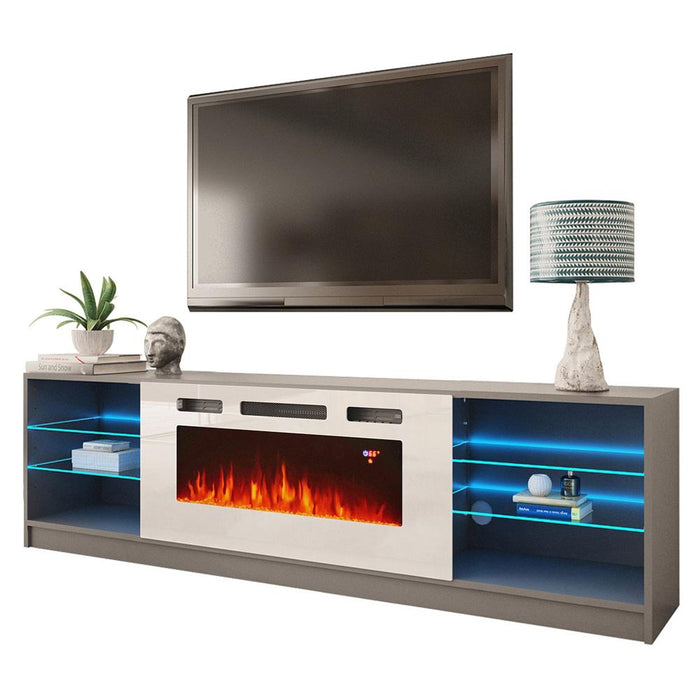 Boston WH01 Electric Fireplace Modern 79" TV Stand - Gray